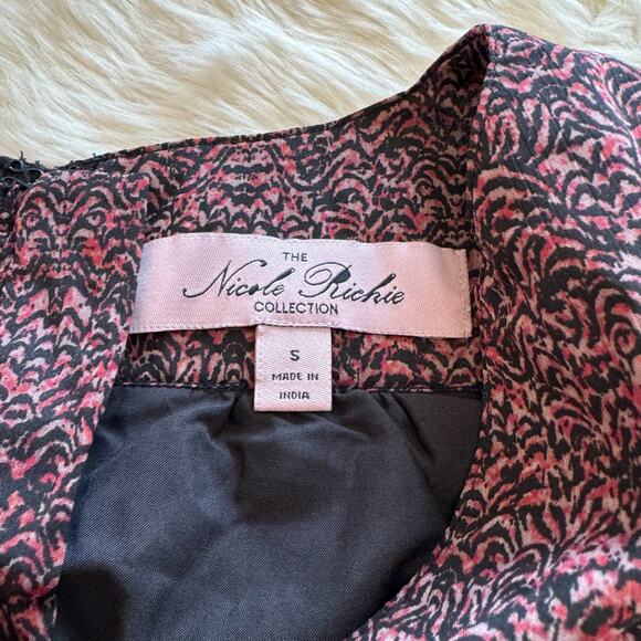 The Nicole Richie Collection V Neck Pink Black Ruffle Sleeve Dress Small - Picture 4 of 9